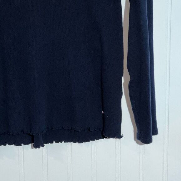 Tommy Hilfiger 1/4 Button Top Women’s XLarge Blue Long Sleeve Ruffled Neck & Hem - Picture 5 of 11